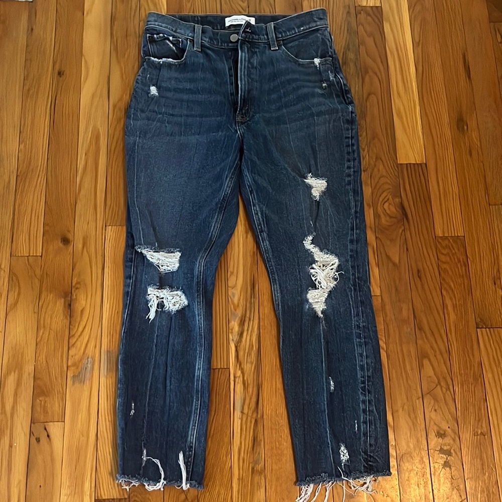 Abercrombie & Fitch High Rise Distressed Mom Jeans